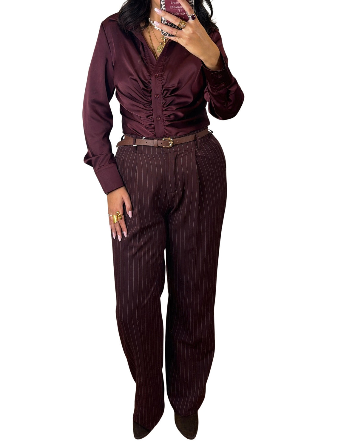 Pantalone gessato bordeaux