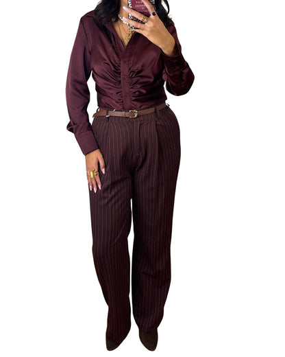 Pantalone gessato bordeaux