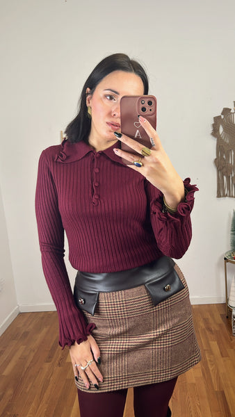 Polo costine con rouge burgundy