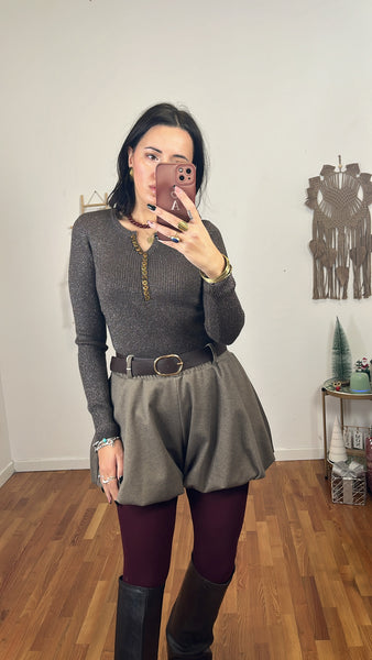 Maglia serafino lurex caffè