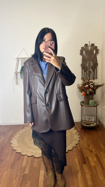 Blazer ecopelle cioccolato