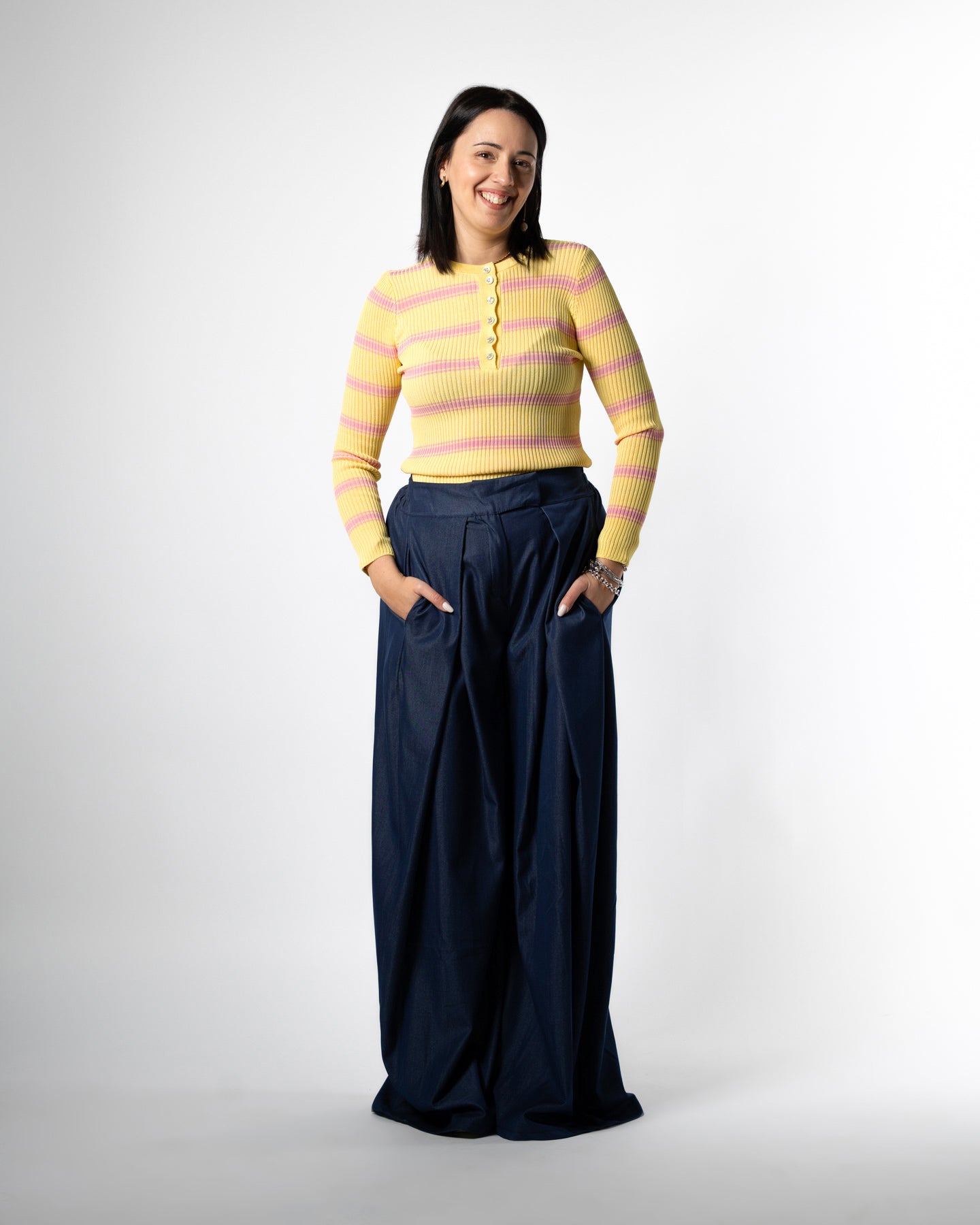 Pantalone palazzo denim scuro