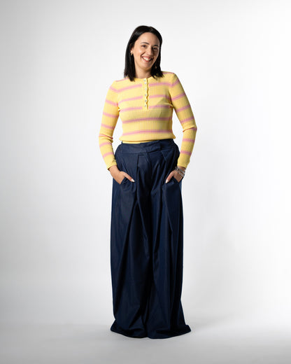 Maglia righe giallo/rosa