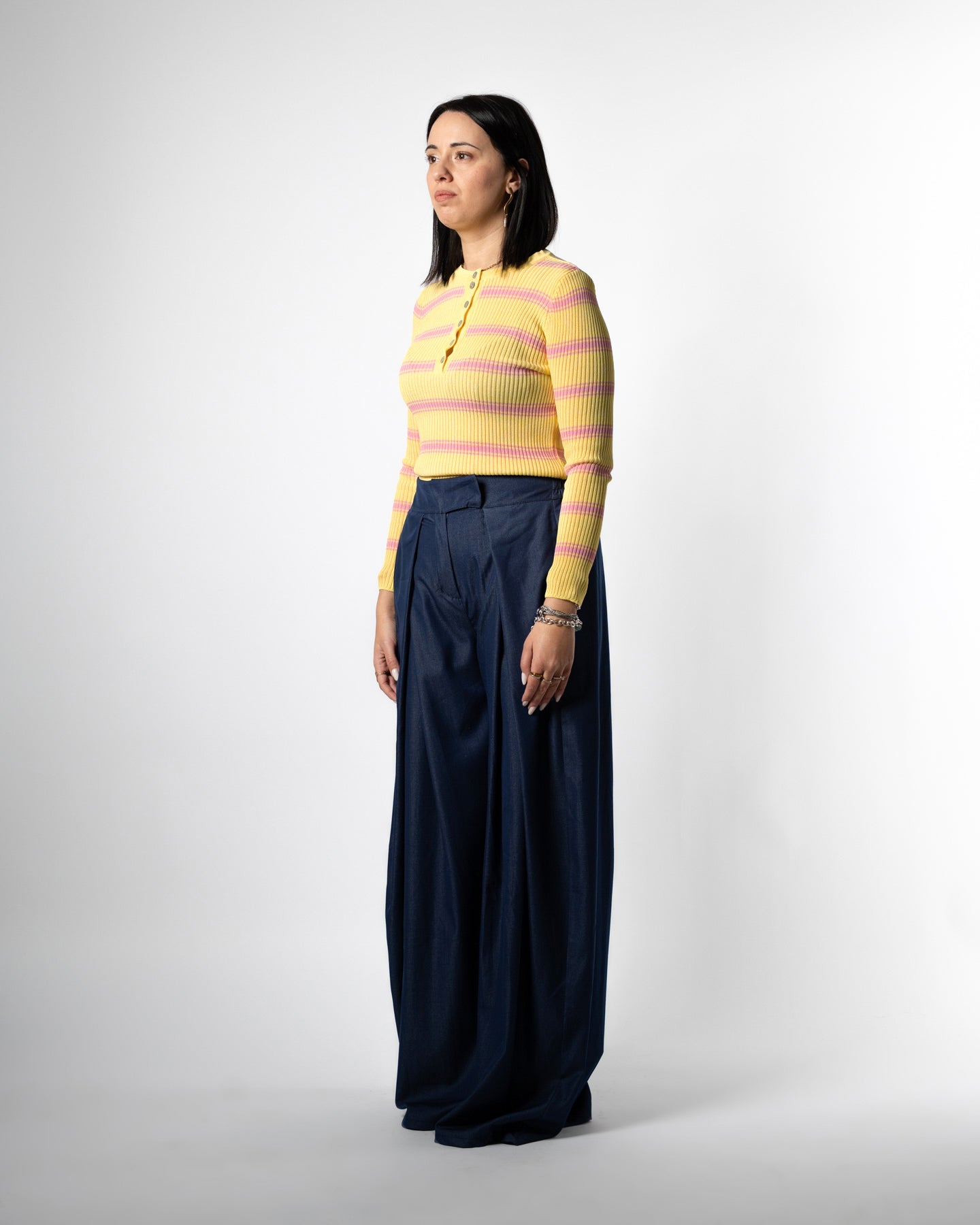 Maglia righe giallo/rosa