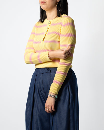 Maglia righe giallo/rosa