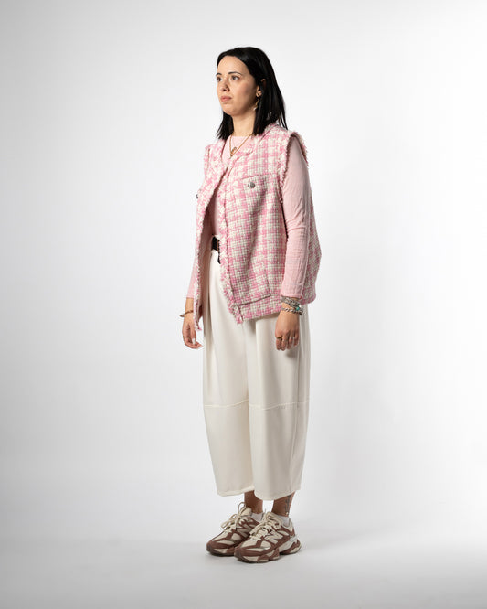 Gilet panna e rosa