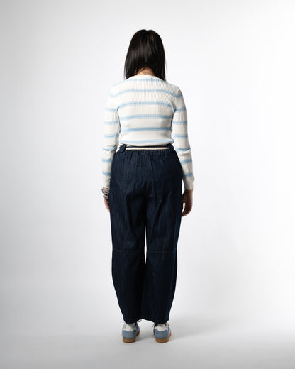 Pantalone denim ovetto