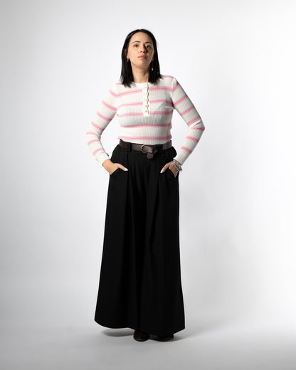 Maglia righe bianco/rosa