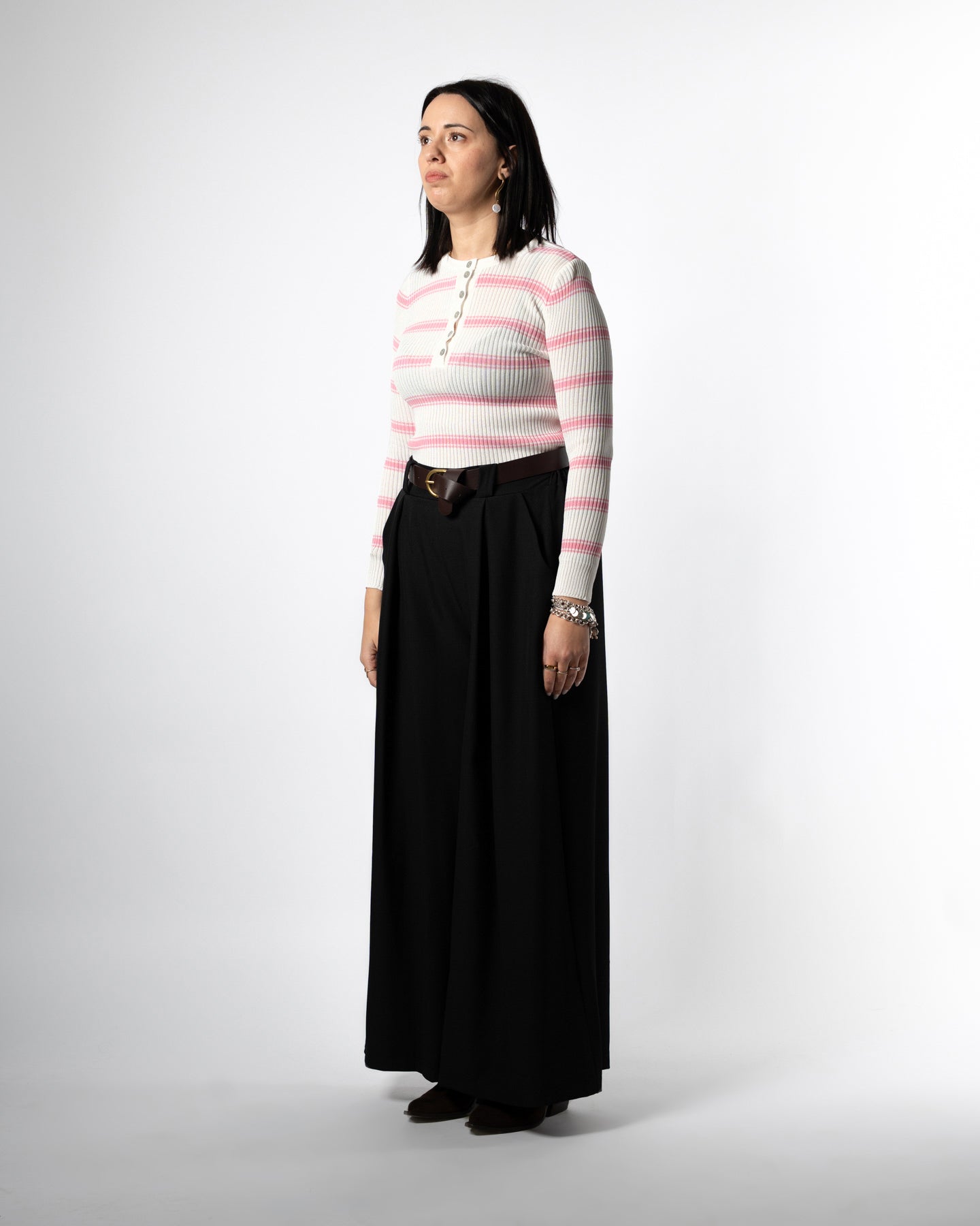 Maglia righe bianco/rosa