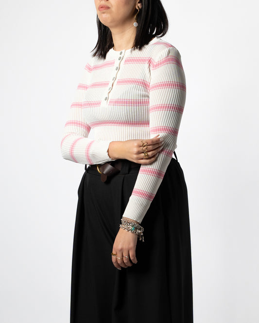 Maglia righe bianco/rosa