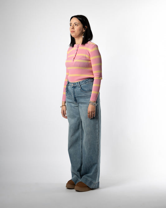 Maglia righe rosa/giallo