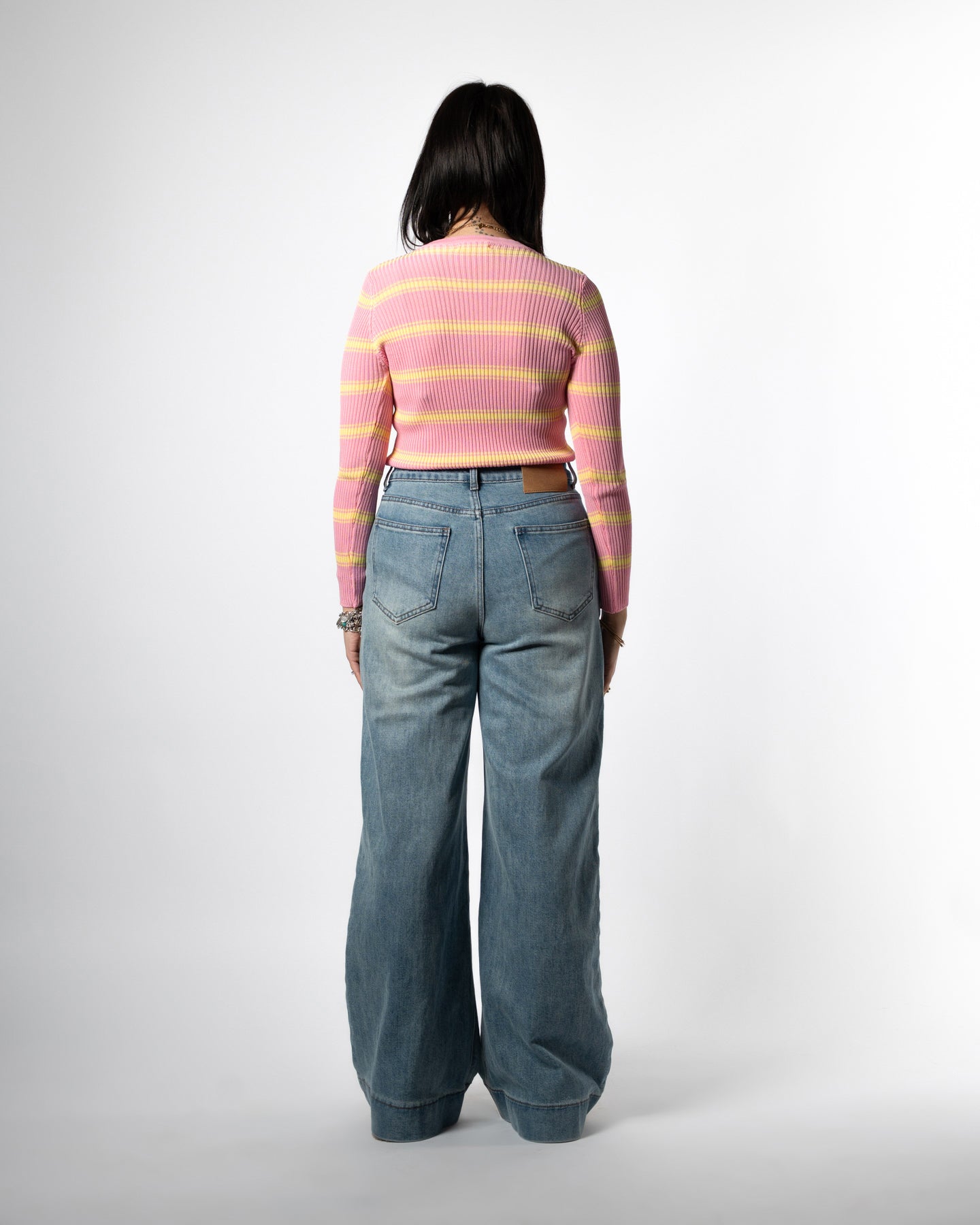 Maglia righe rosa/giallo