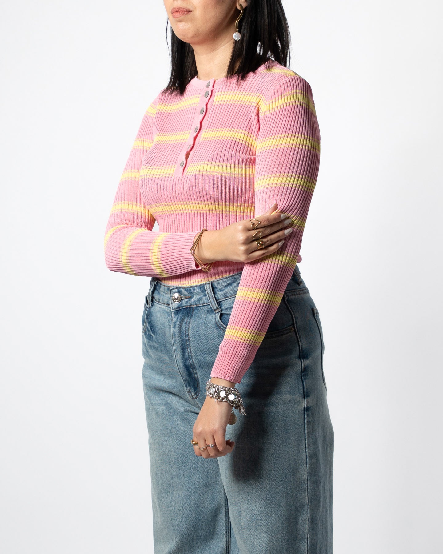 Maglia righe rosa/giallo