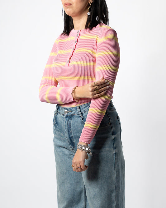 Maglia righe rosa/giallo