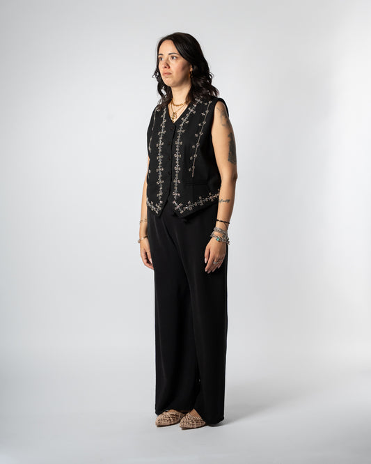 Gilet perline nero