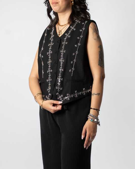 Gilet perline nero