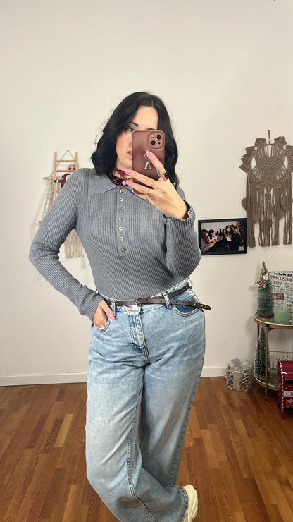 Polo costine grigio