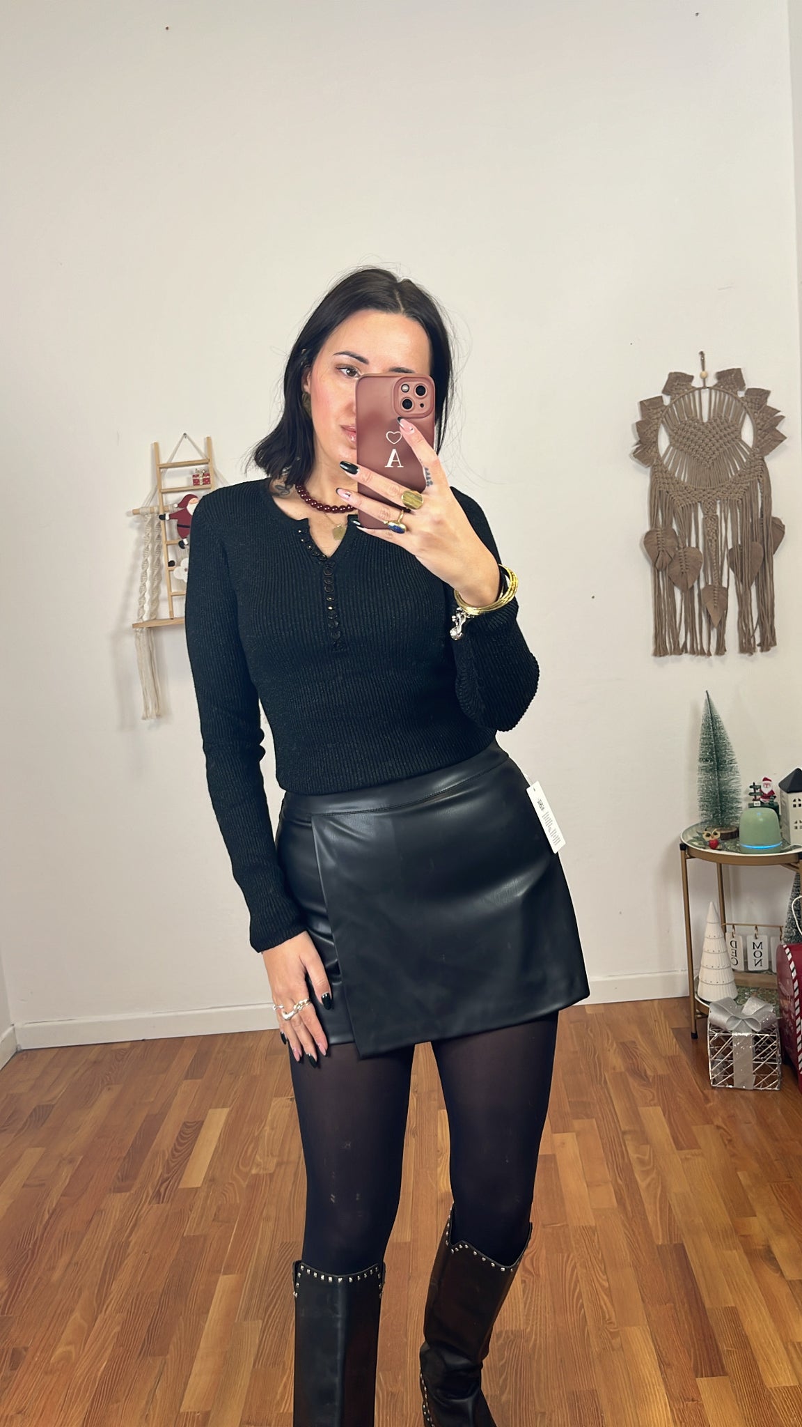 Maglia serafino lurex nero