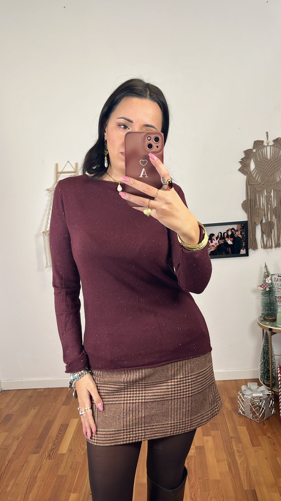 Maglia lurex burgundy chiaro