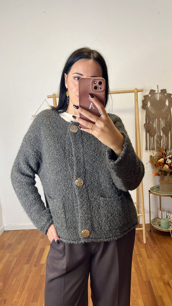 Cardigan Zeudi tortora scuro