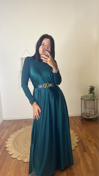 Abito slip dress verde bosco