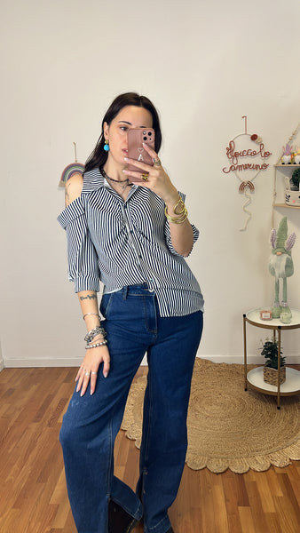 Camicia Virginia bianca e blu