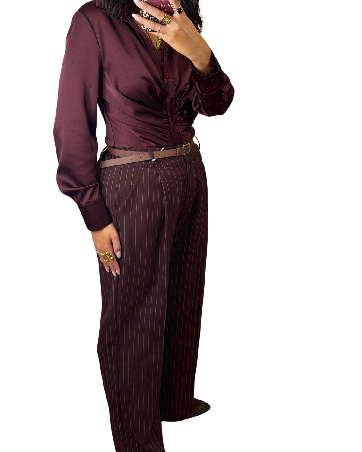 Pantalone gessato bordeaux
