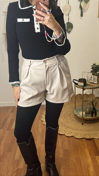 Shorts ecopelle panna