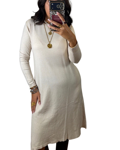Abito maglia beige