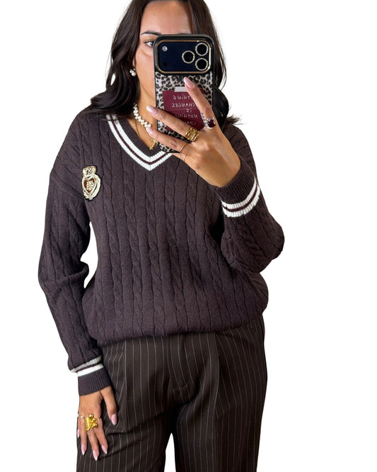 Maglione college cioccolato