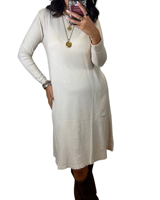 Abito maglia beige