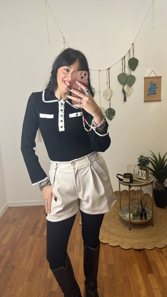Shorts ecopelle panna