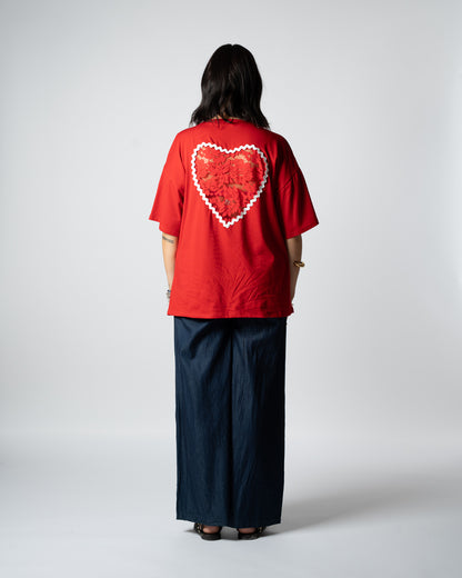 T-shirt cuore rosso