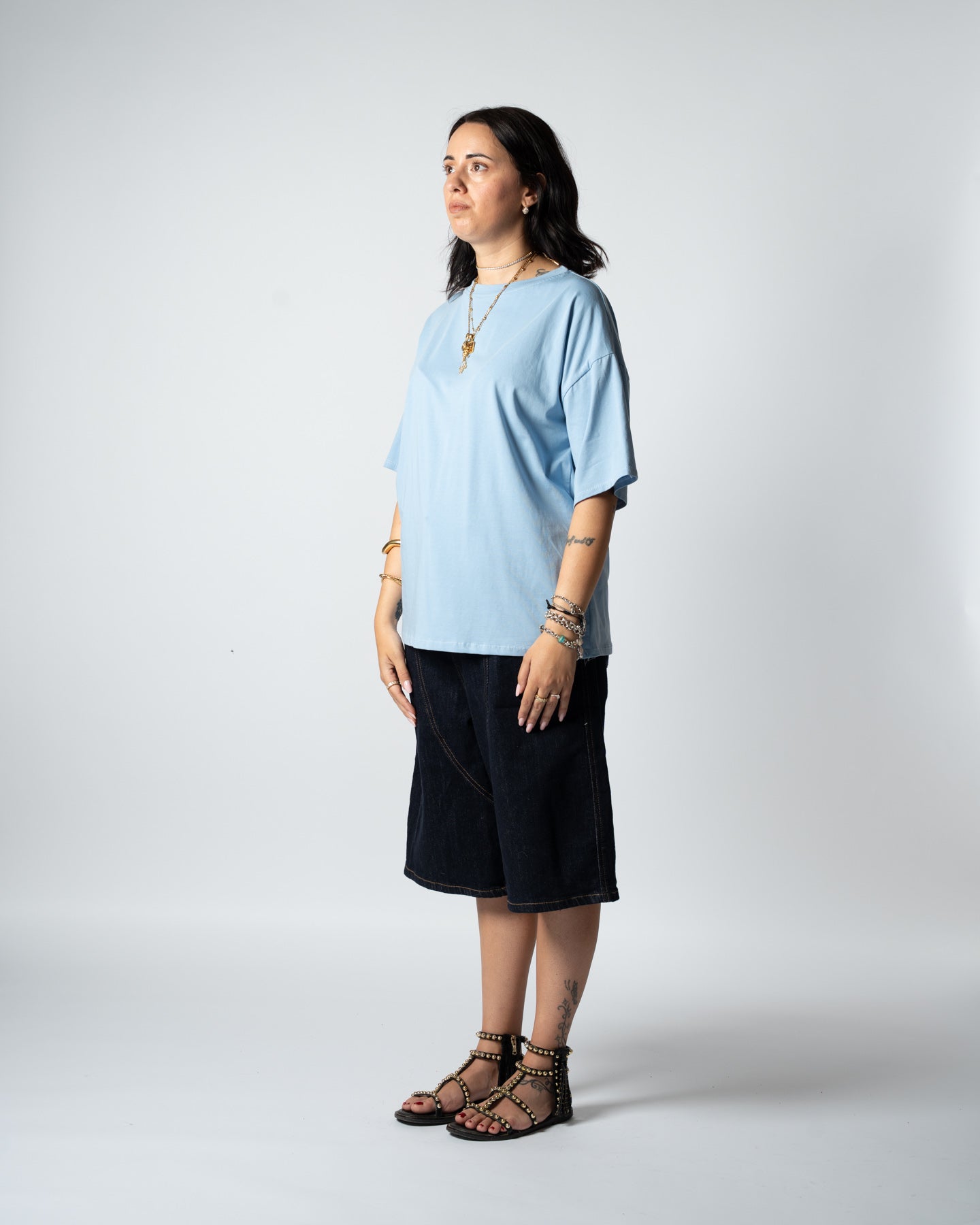 T-shirt cuore celeste