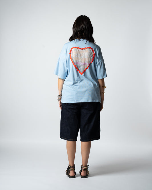 T-shirt cuore celeste