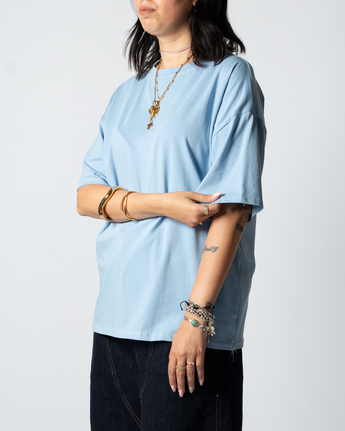 T-shirt cuore celeste