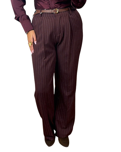 Pantalone gessato bordeaux