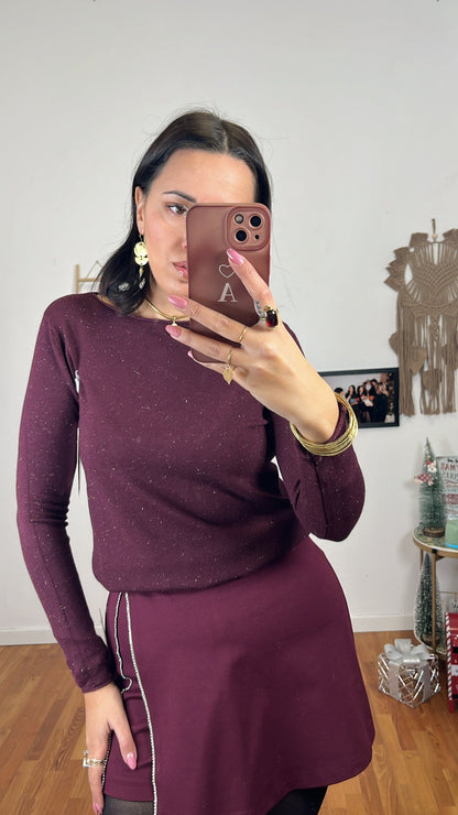 Maglia lurex burgundy scuro