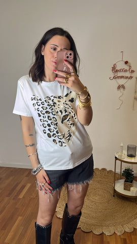 T-shirt leopard beige
