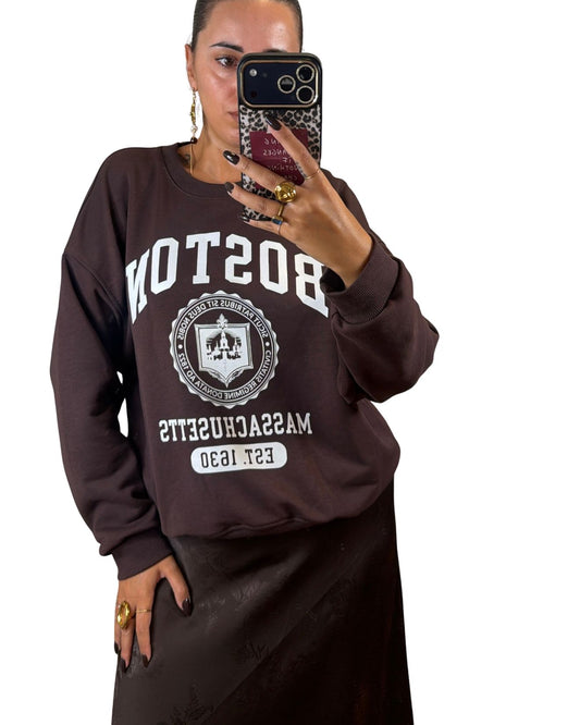 Felpa college cioccolato