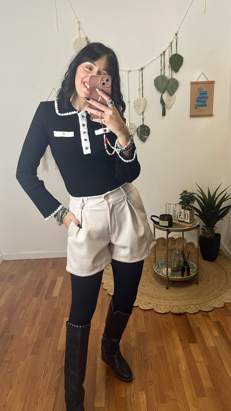 Shorts ecopelle panna