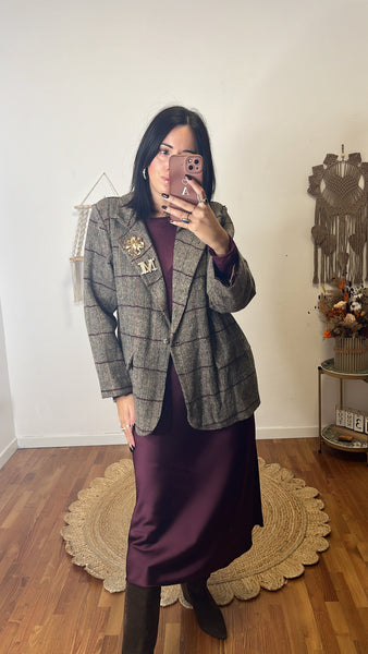 Gonna satin burgundy peso invernale