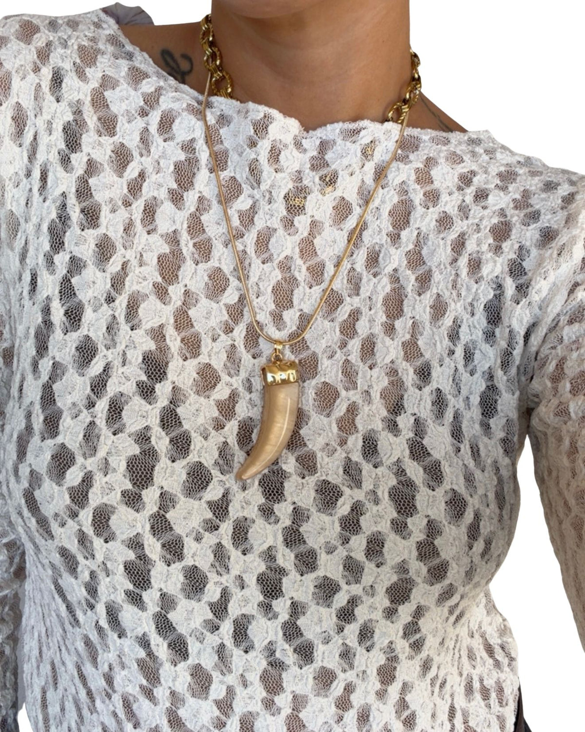Collana corno beige