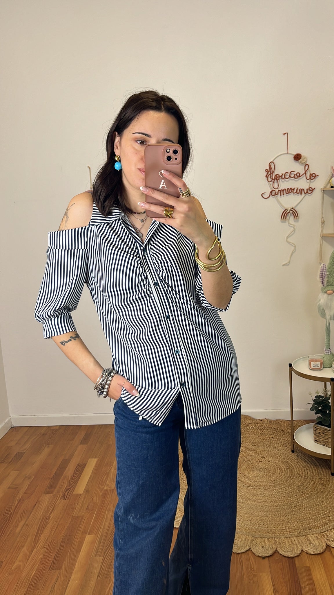 Camicia Virginia bianca e blu