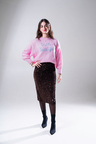 Maglione “Hello beautiful” rosa