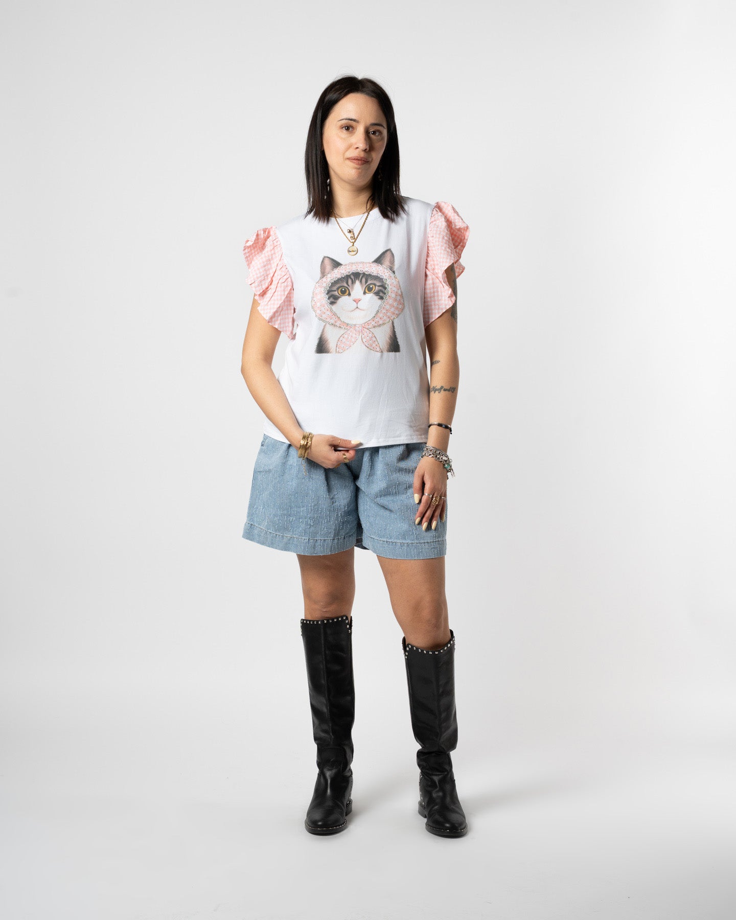 T-shirt rosa gatto