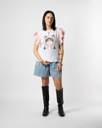 T-shirt rosa gatto