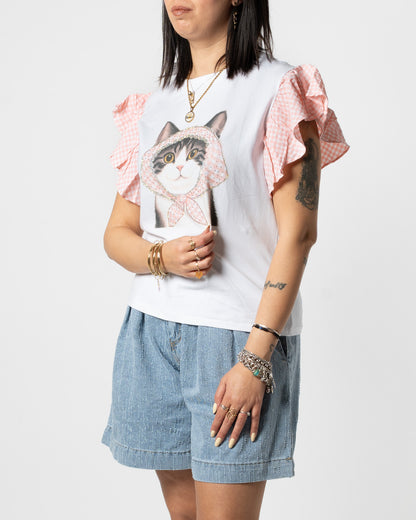 T-shirt rosa gatto