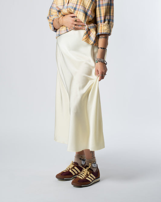 Gonna raso giallo burro