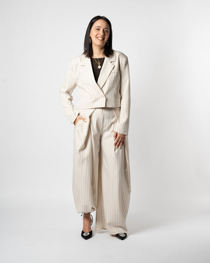 Coordinato gessato beige